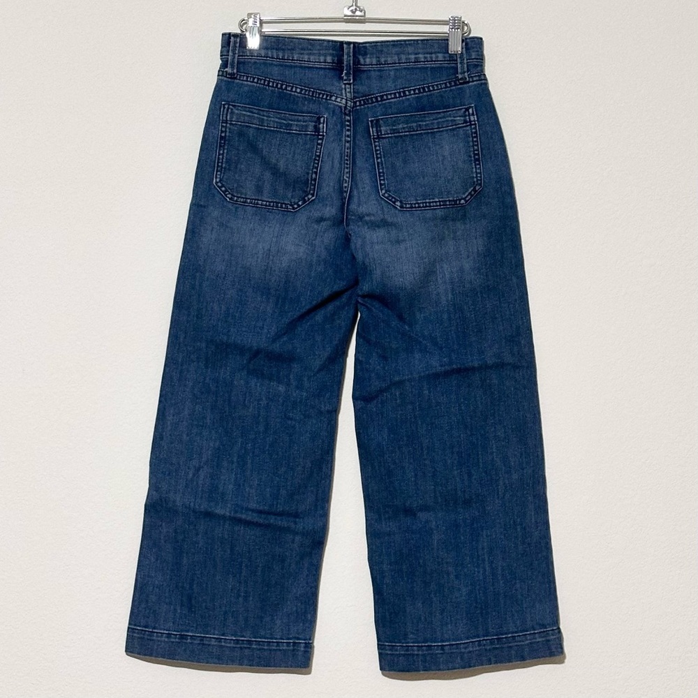 Gap Mid Rise Wide Leg Cropped Jeans Blue Medium Wash Denim Size 26 /2 Petite - Picture 2 of 15